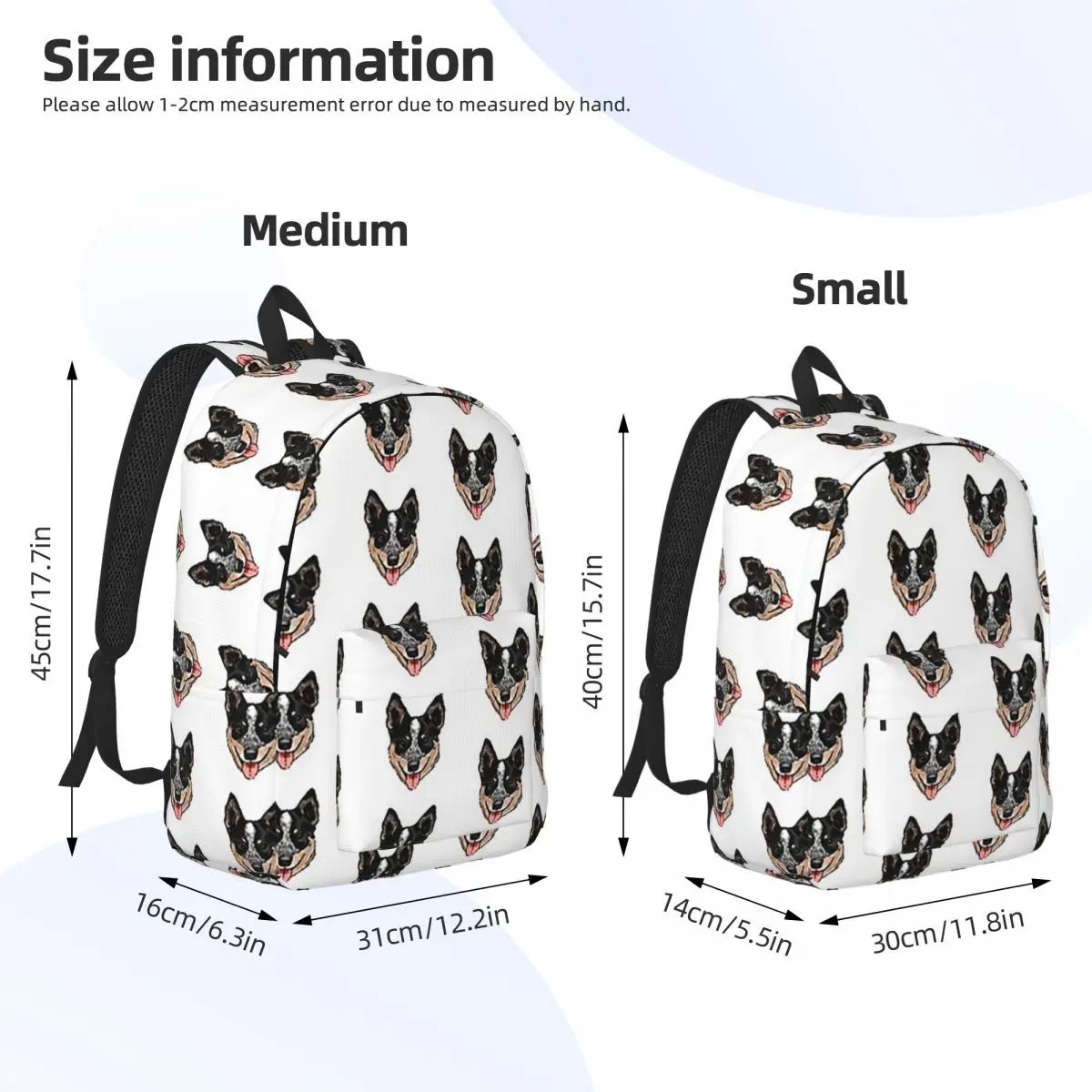 Australian Cattle Dog Lover, Blue Heeler Love Backpack Daypack Large Capacity Kids BookBag School Bag Shoulder Bags Boys Girls