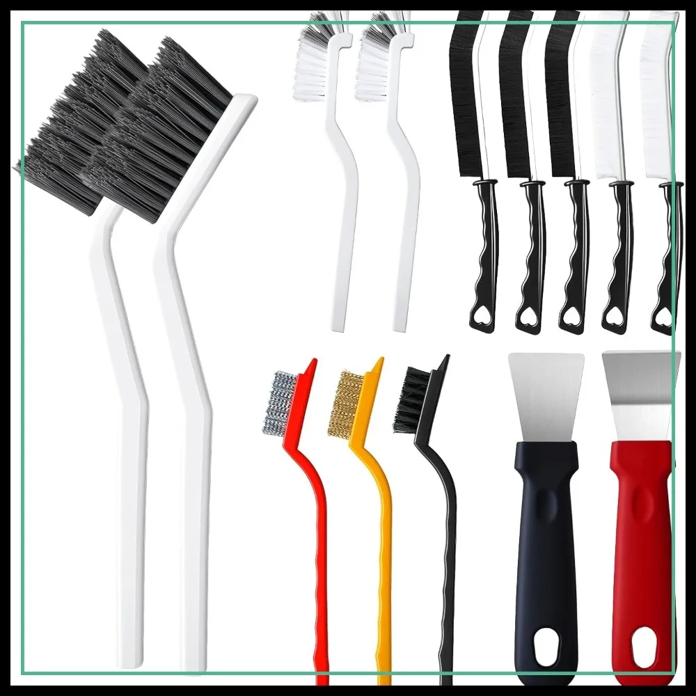 

14Pcs Crevice Cleaning Brush Set, V Shape Grout Cleaner for Deep Gap, Hard Bristle Scrub Brushes, Household Cleaning Supplies