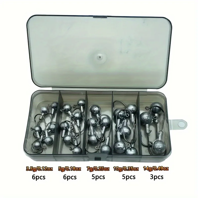 [Barbed Jig Hooks Fishing Accessories] 25pcs/box Barbed Jig Hooks, Soft Worm Hook, Lead Head Hook, Fishing Accessories