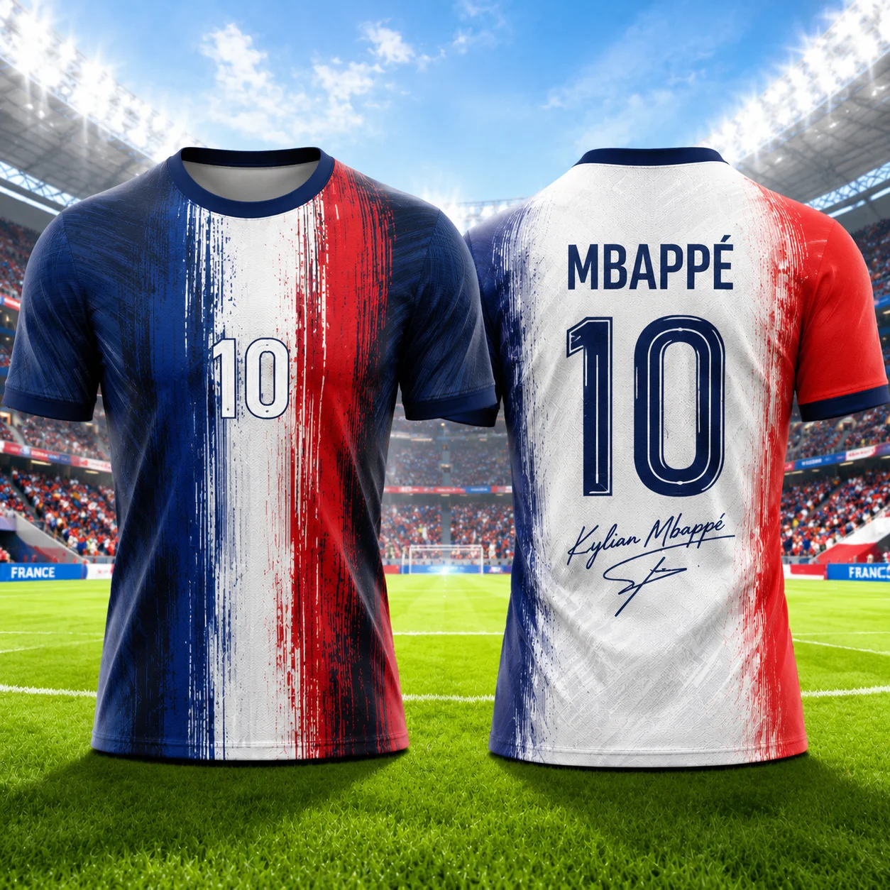 Klassisches Nummer 10 Mbappé Fußballtrikot für Kinder und Erwachsene, Bequemes Atmungsaktives Schnelltrocknendes Sport-T-Shirt für Spiel und Training