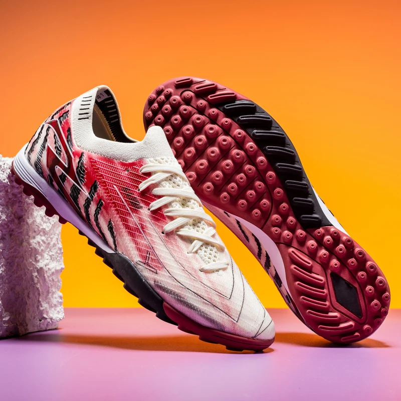 Ultra Light Adult TF Soccer Shoes Sweat-proof PU Fabric Wear-resistant Rubber Sole Snug Fit Unisex Turf Practice Sneakers