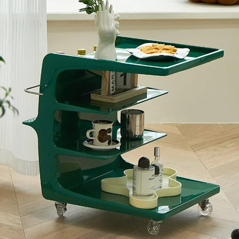 Living Room Furniture with Pulley Sofa Side Table Acrylic High-capacity Multifunctional Handcart Bedside Storage Cabinet