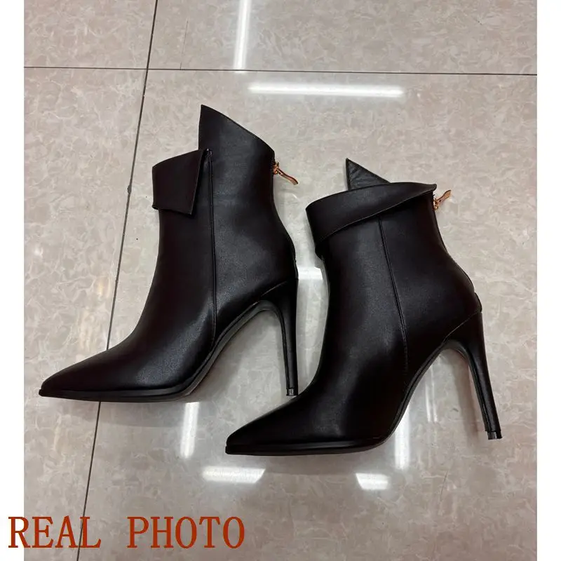 REAVE CAT 2024 Design Sexy Women Ankle Boots Pointed Toe Stiletto 9.5cm Size 46 47 48 Fashion Party Dating Shoes