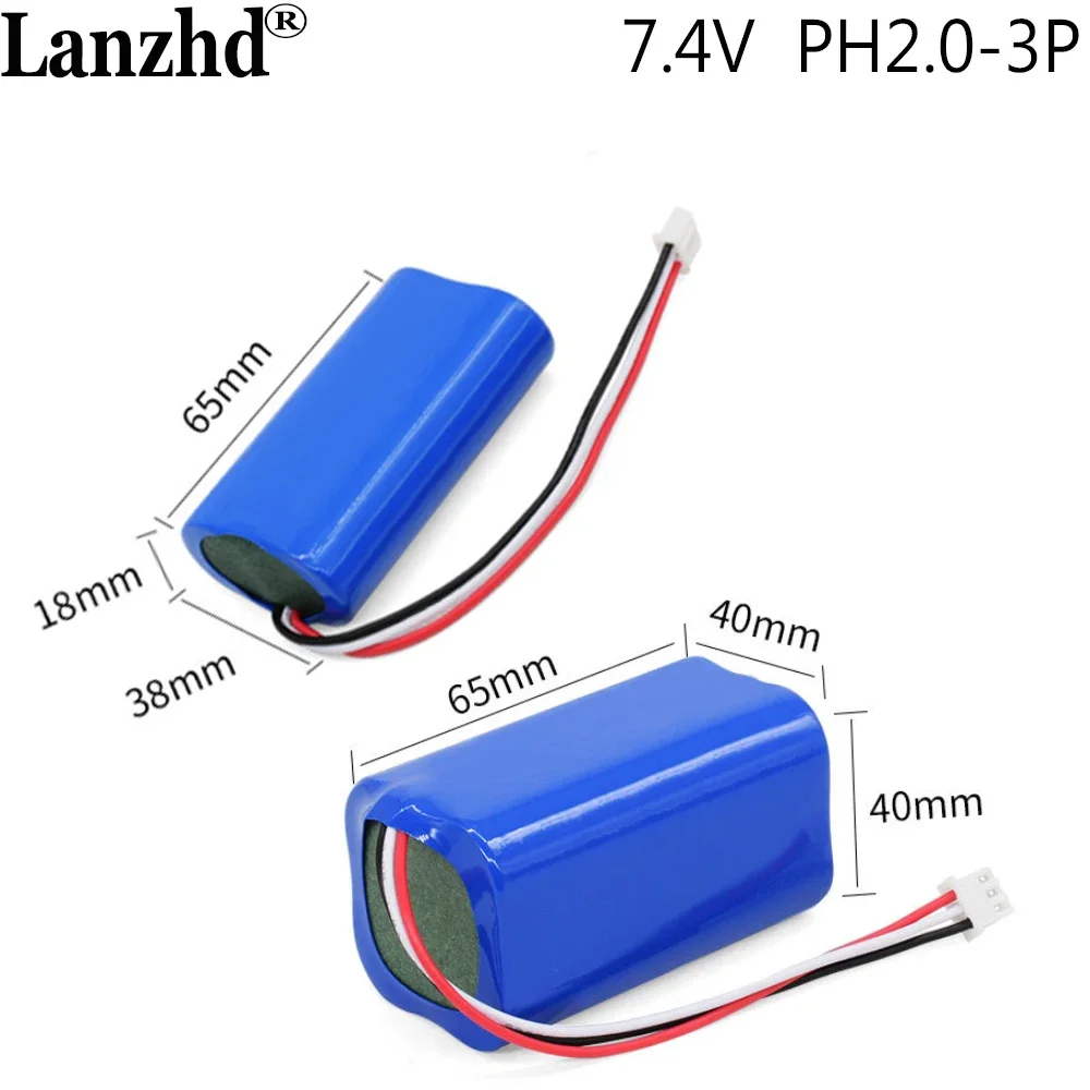 

7.4V 18650 battery pack PH2.0-3P Protection Replacement 18650 battery welding 6000mAh For Recorder Bluetooth loudspeaker