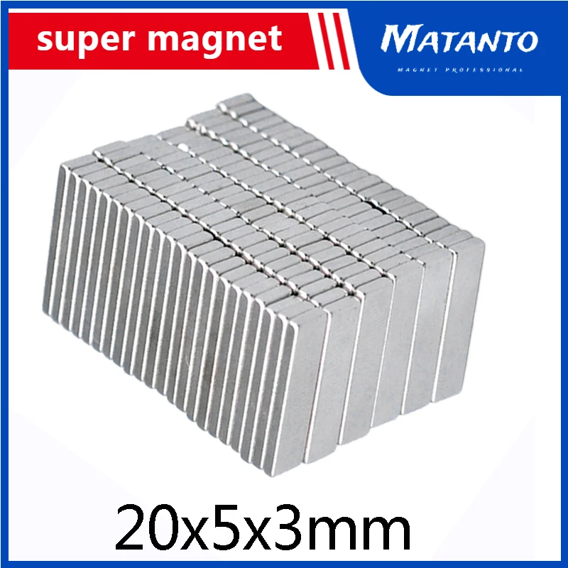 

20/50/100/200/300/500pcs Block Super 20*5*3mm Magnets strong N35 Neodymium Magnet sheet 20x5x3mm Permanent NdFeB Magnet