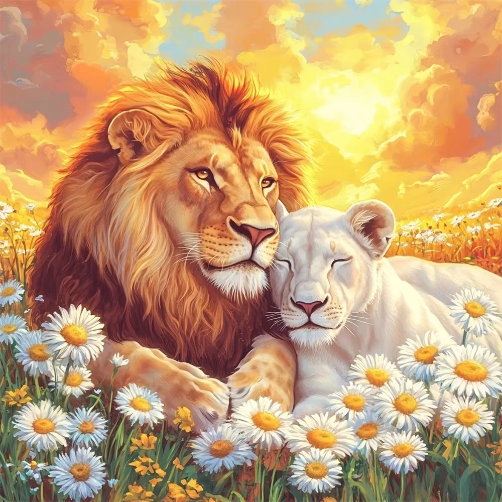

Lion 500PCS/1024 PCS Jigsaw Puzzles Relaxing Family Activity Games for Living Room Home Decor Gift
