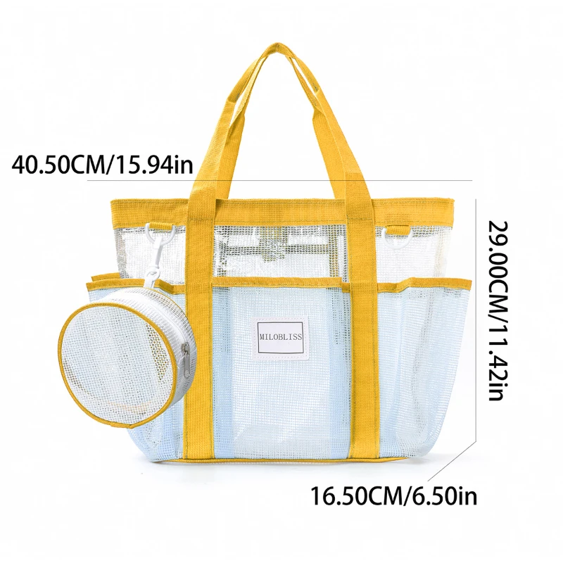 Strand-Schwimmtasche, Trocken-Nass-Trennung, wasserdichte transparente Sporttasche aus Netzstoff für Damen, leichte Handtasche mit großem Fassungsvermögen für Herren – Detail 1