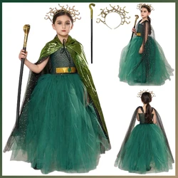 Wholesale Goddess Medusa Cosplay Child Girls Role Play Green Tutu Dress Stage Costume Kids Roleplay Fantasy Party Clothes