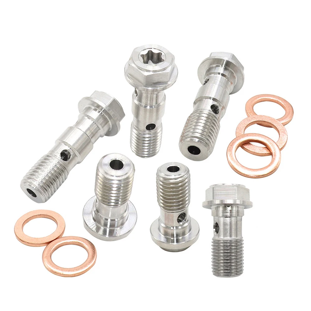 Motorcycle Stainless Brake Banjo Bolt M10 x 1.25mm / 1.0mm Banjo Bolt Screw  For 10mm Motorcycle Hydraulic Clutch Screw