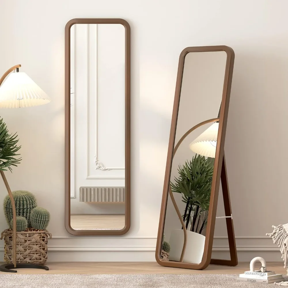 Wooden Full Length Mirror, Full Body Mirror, Standing Floor Mirror, Solid Wood Frame, 63"×18”