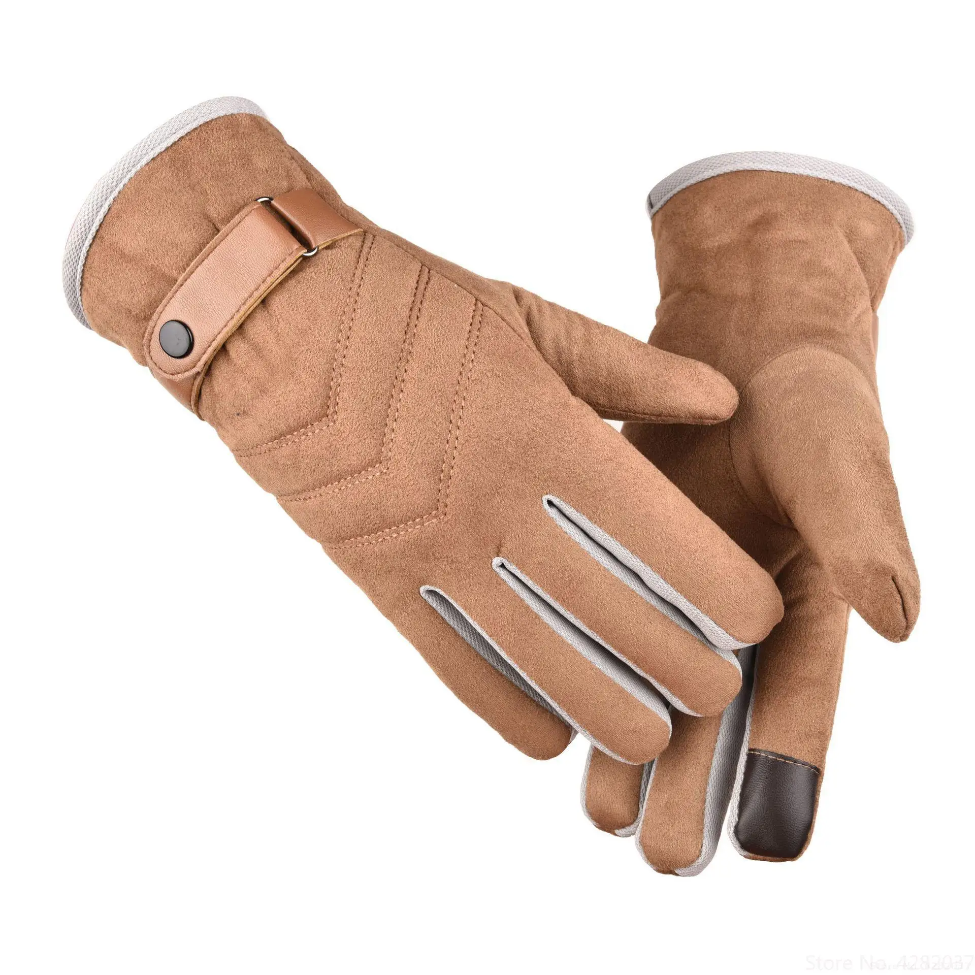 Deerskin velvet fabric Gloves Men Women Gloves Touch Cold Windproof Outdoor Sports Warm Thermal Fleece Running Ski gloves