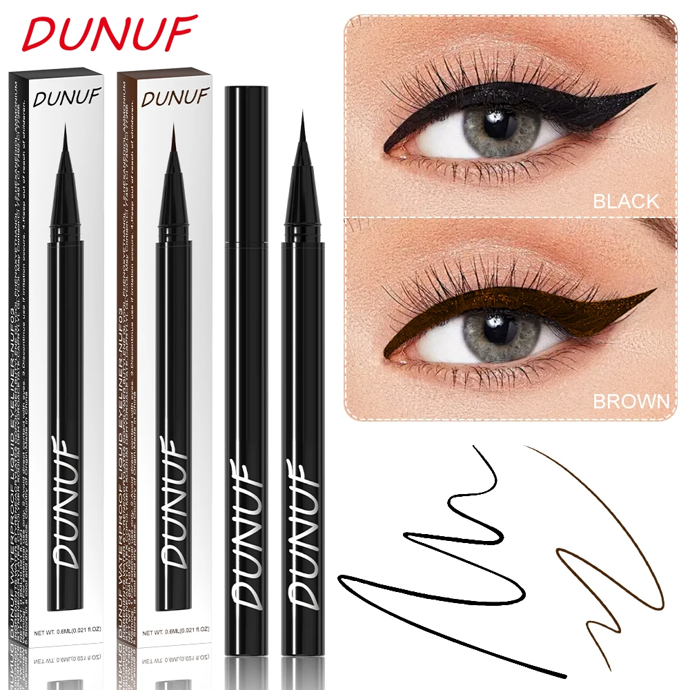 DUNUF Eyeliner liquido ultra sottile nero marrone impermeabile ad asciugatura rapida duraturo liscio sdraiato baco da seta occhi matite trucco per occhi