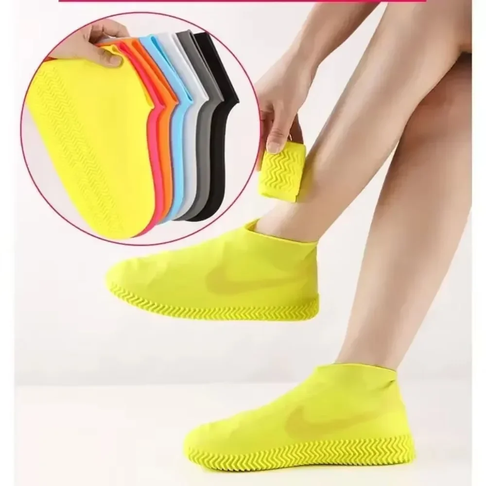 

New 1 Pair Waterproof Non-slip Silicone High Elastic Wear-resistant Unisex Rain Boots for Outdoor Rainy Day Reusable Shoe Cover