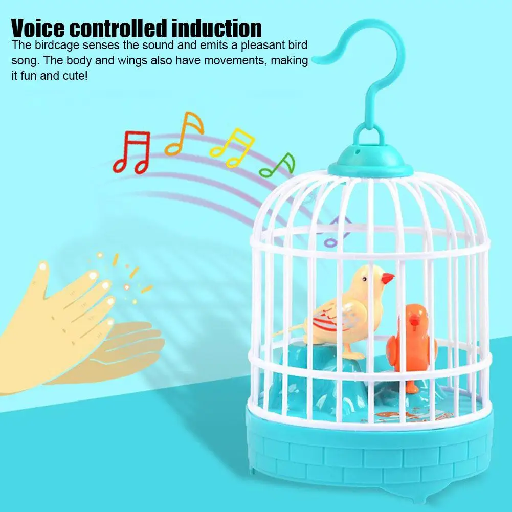 Mini Electronic Simulation Bird Cage Toy With Sound Realistic Voice Parrot Cage Electric Pets Toy For Kids Bird Cage Toys