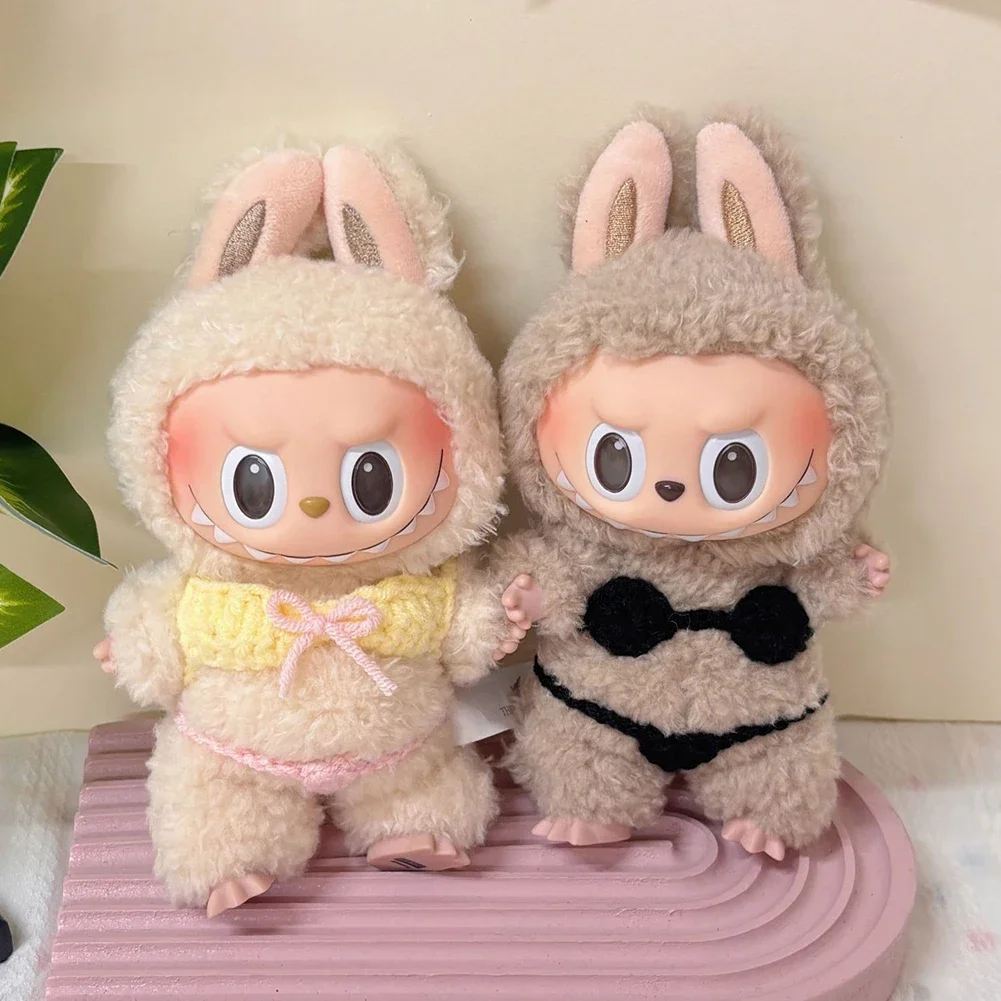 For 17cm Korea Kpop Exo Labubu Knitted Summer Bikini set Swimwear Cute Mini Doll'S Clothes Outfit Accessories