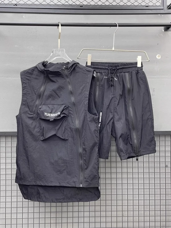 

Large Size 300 Pou Qui Dry Summer Sport Leisure Set Men's Cool Feeling Workwear Vest orts Two Piece Set Trendy 2