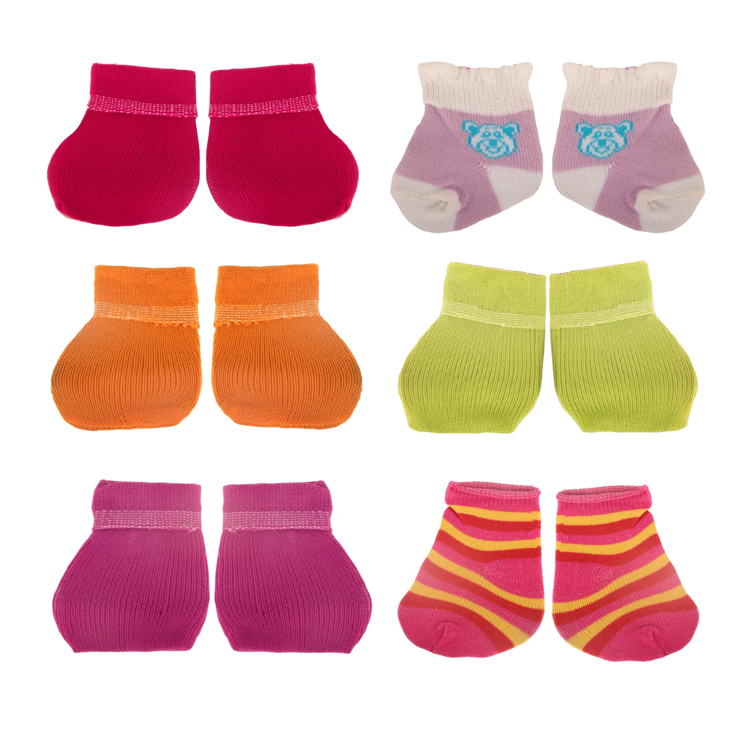 Doll Socks18 inch American Doll Socks Cute Cartoon Knitted Socks, Striped Socks For 43cm Bbay New Born&OG,Russina DIY Girl Dolls