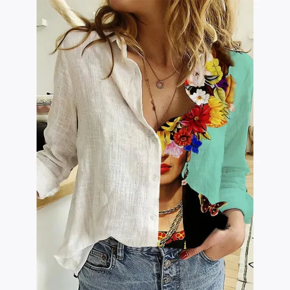 

Women's Long-sleeved Shirt 3D Printed Fresh Style Floral Top