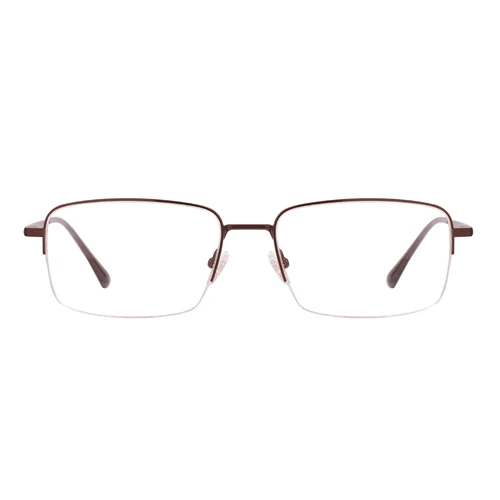 Imagen 2 del producto Montura de gafas rectangulares de Metal para hombre, media montura superfina con bisagra de resorte con Clip, gafas de sol para lentes graduadas ópticas