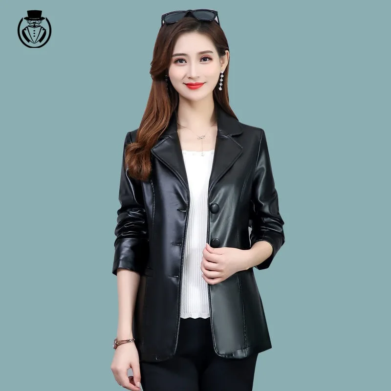 2025秋冬新作 レザージャケット レディース ショート丈 スリム スーツカラー シングルブレスト ジャケット トップス カジュアル ファッション レディースコート