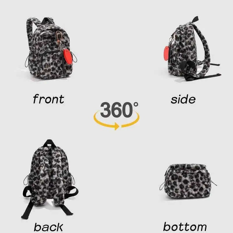 กระเป๋าเป้สะพายหลังผ้ากำมะหยี่ลายเสือดาวน่ารัก พร้อมจี้ห้อย กระเป๋าหนังสือลำลอง กระเป๋าเดินทางขนาดเล็ก กระเป๋าสะพายไหล่ทันสมัย หลายแบบ