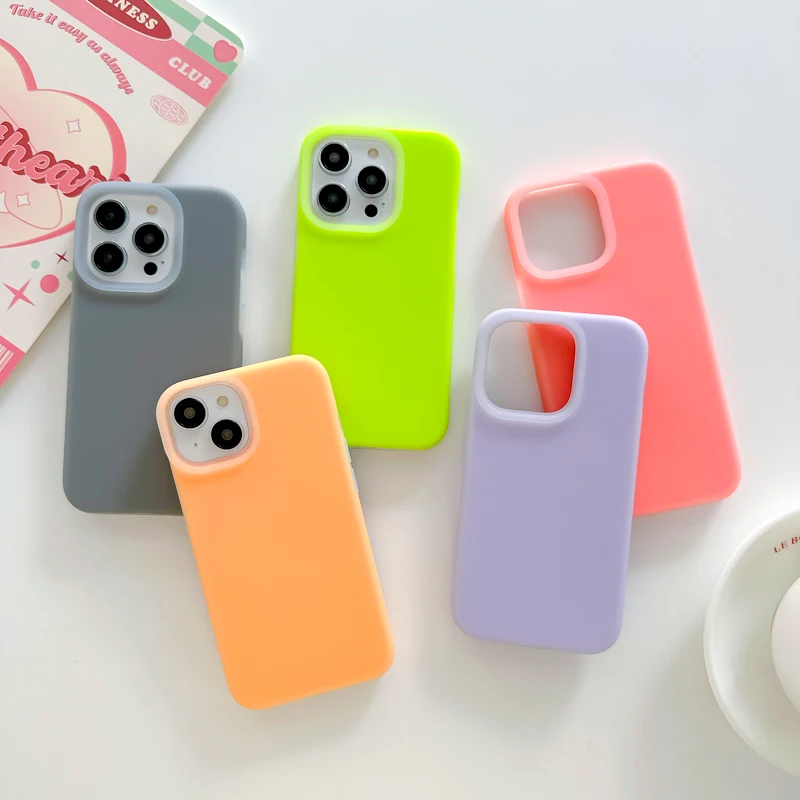 

Luxury Candy Color Liquid Silicone Case for iPhone 14 Pro Max 12 13 Pro 14 Plus Shockproof Microfiber Linning Rubber Case