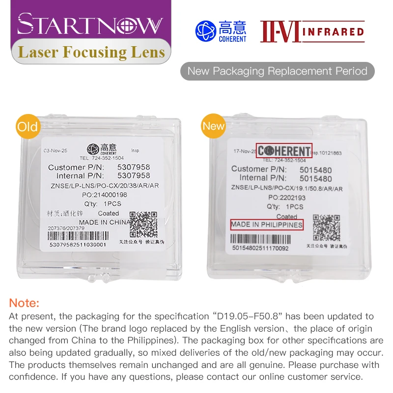 II-VI INFRARED CO2 Laser Focus Lens Dia.19.05mm 20mm FL 38.1 50.8 63.5 76.2 101.6 mm For CO2 Laser Cutting Machine Lenses ZnSe