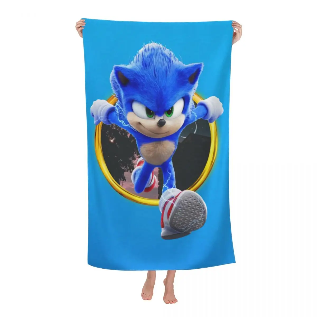 Custom S-Sonics The Hedgehog Beach Bath Towel Microfiber Cartoon Pool Towels