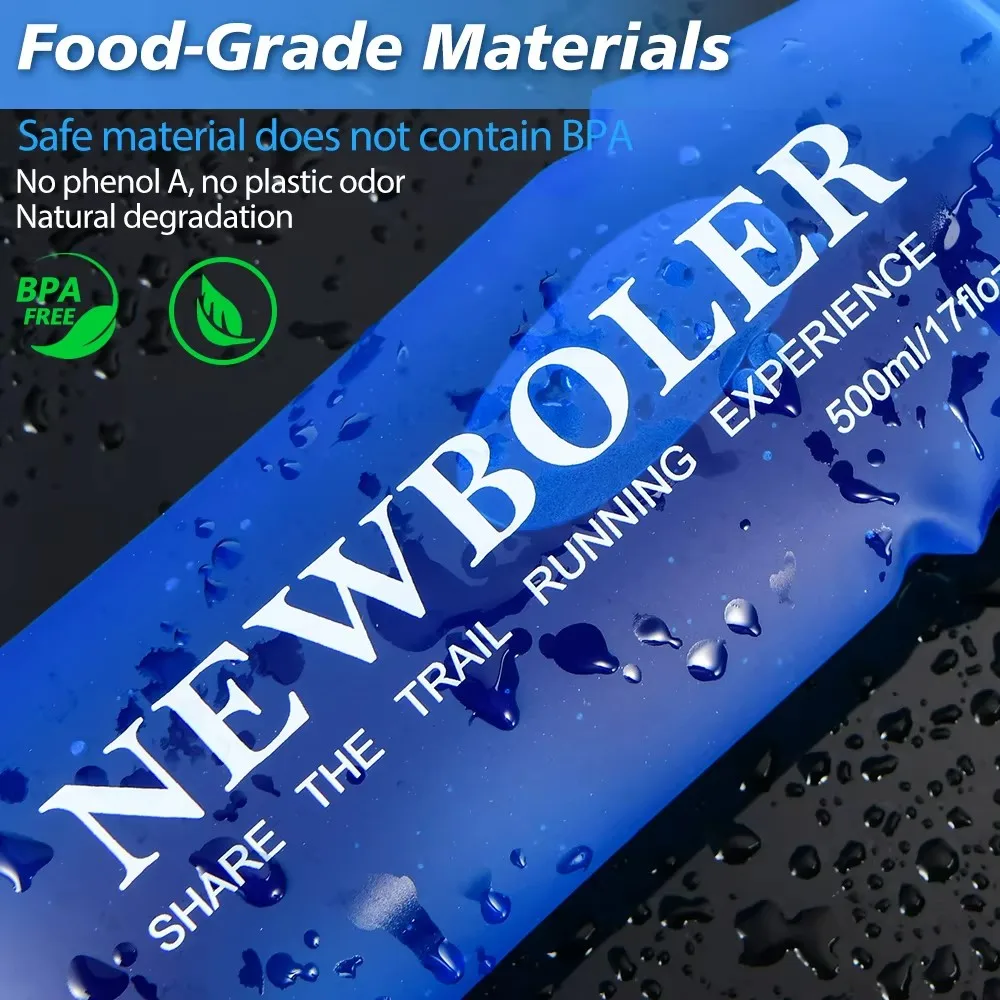 NEWBOLER 250 مللي/500 مللي في الهواء الطلق للطي سيليكون لدغة حجم زجاجة ماء تشغيل التخييم التنزه السفر زجاجة ماء مريحة
