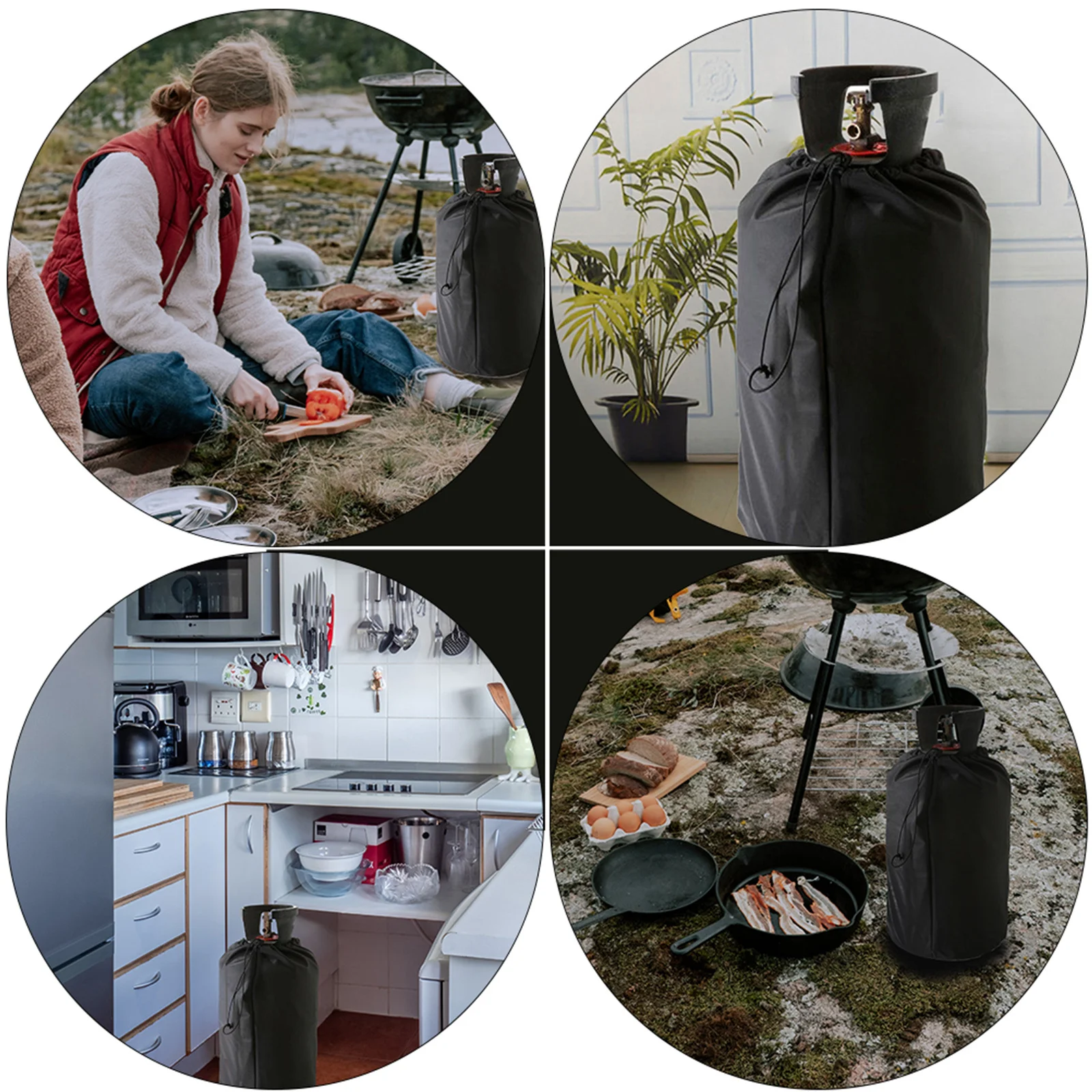 Couvercle de réservoir de Propane 210D, tissu Oxford, imperméable, résistant aux Uv, résistant à la neige, conception à cordon, petit couvercle de cylindre de gaz pour