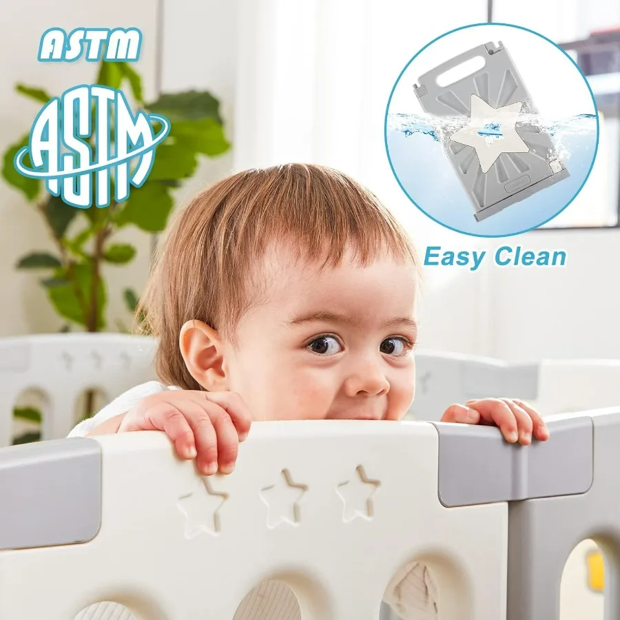 Coolever cercadinho para bebês, cercadinho de segurança para bebês e crianças pequenas, resistente e imovível, cerca para bebês, área de jogo, atividade cent