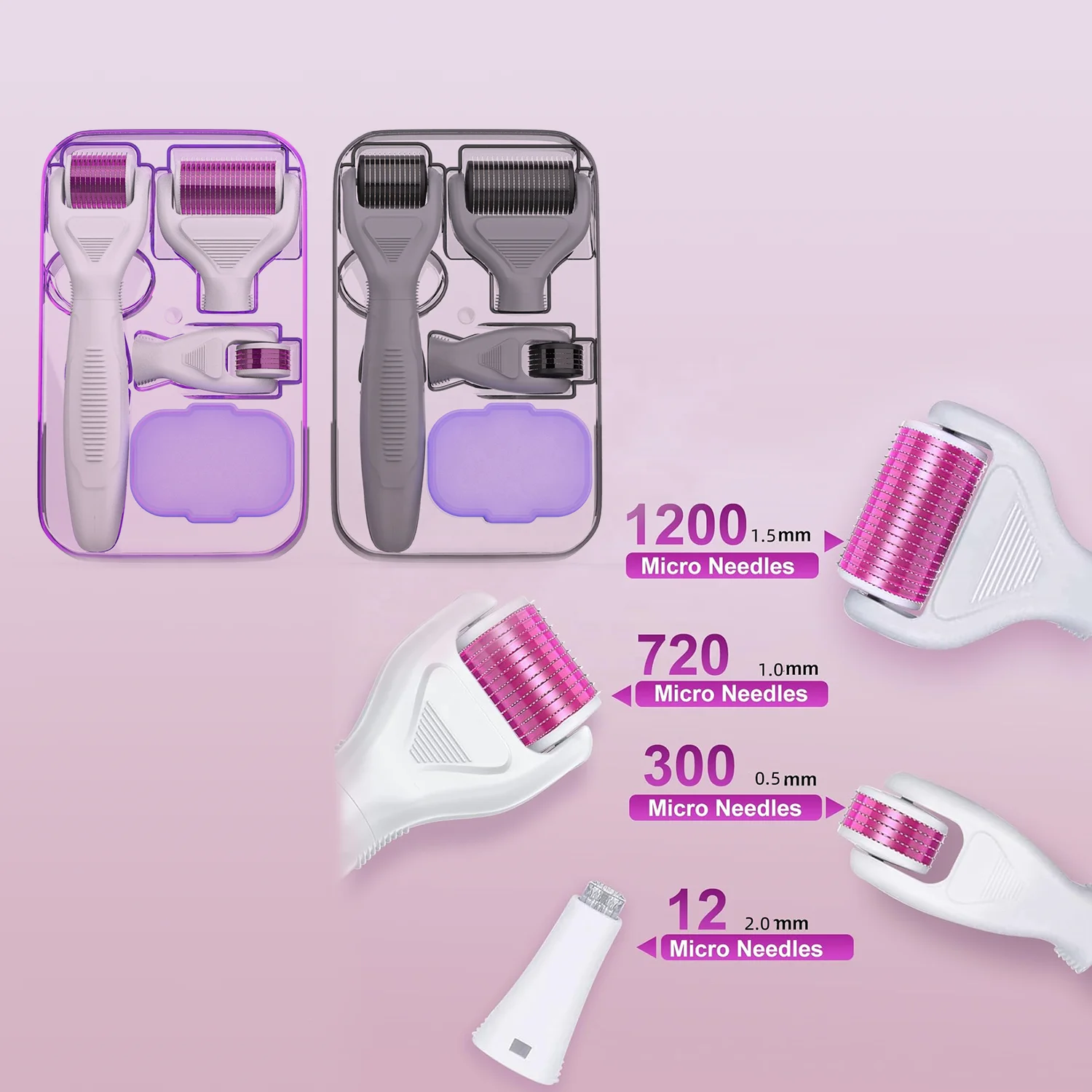 Derma Roller 5 en 1 para Rostro y Cuerpo, Kit para Eliminar Ojeras, Manchas, Arrugas, Cicatrices de Acné y Rejuvenecimiento de la Piel