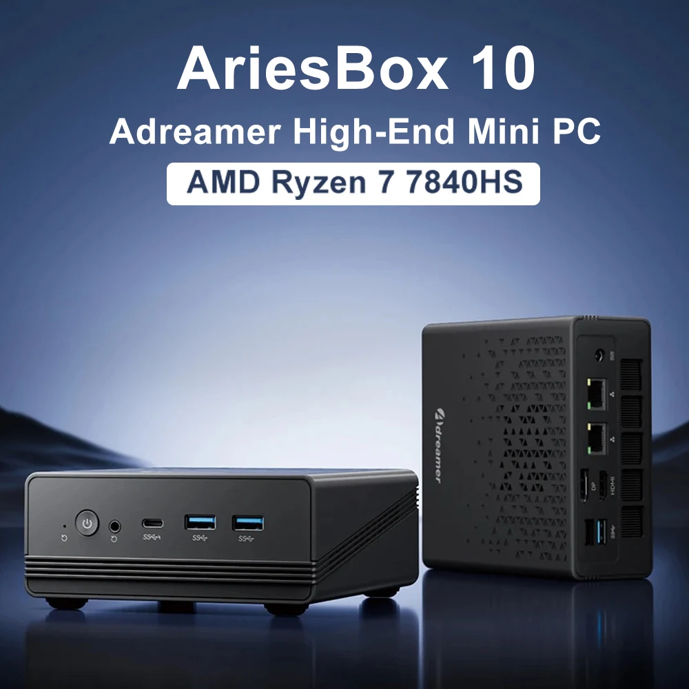 Adreamer Mini PC ArieBox10 Desktop Mini Computer AMD Ryzen 7-7840HS 8GB RAM 512GB PCIe 4.0 SSD WIFI6 BT5.2 Windows 11