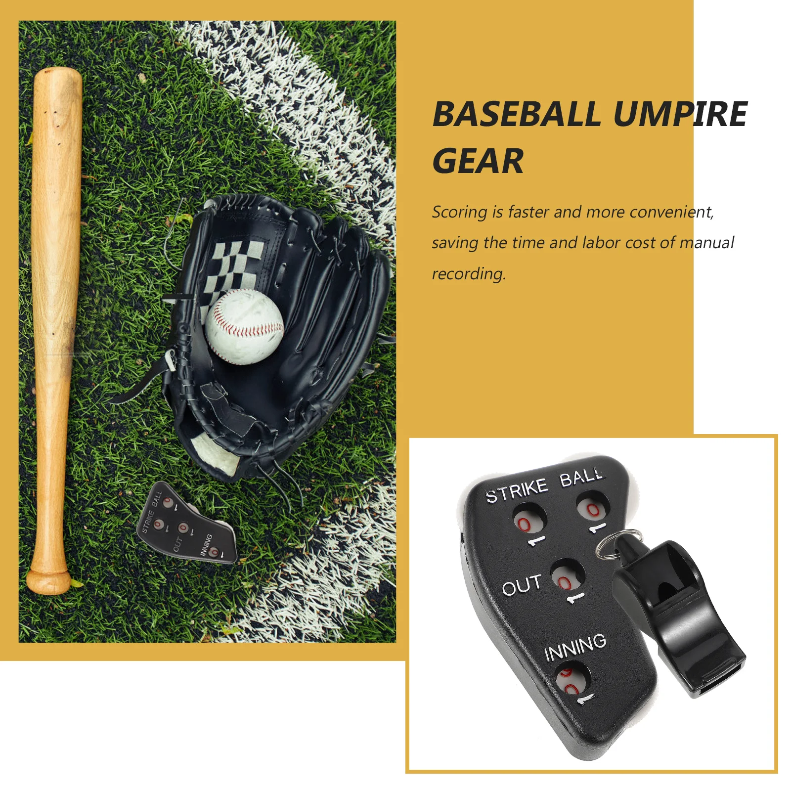 

1 Set Baseball Counter Clicker Umpire Gear Whistle Portable Scoring Device For Sports Reusable Ball Strike Counter Handheld