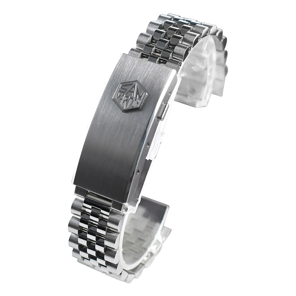 allbai San Martin Jubilee Armband Edelstahl Uhrenteile für 20 mm gebogene Endglieder Fly Verstellbarer Verschluss für SN0008 SN0128 3