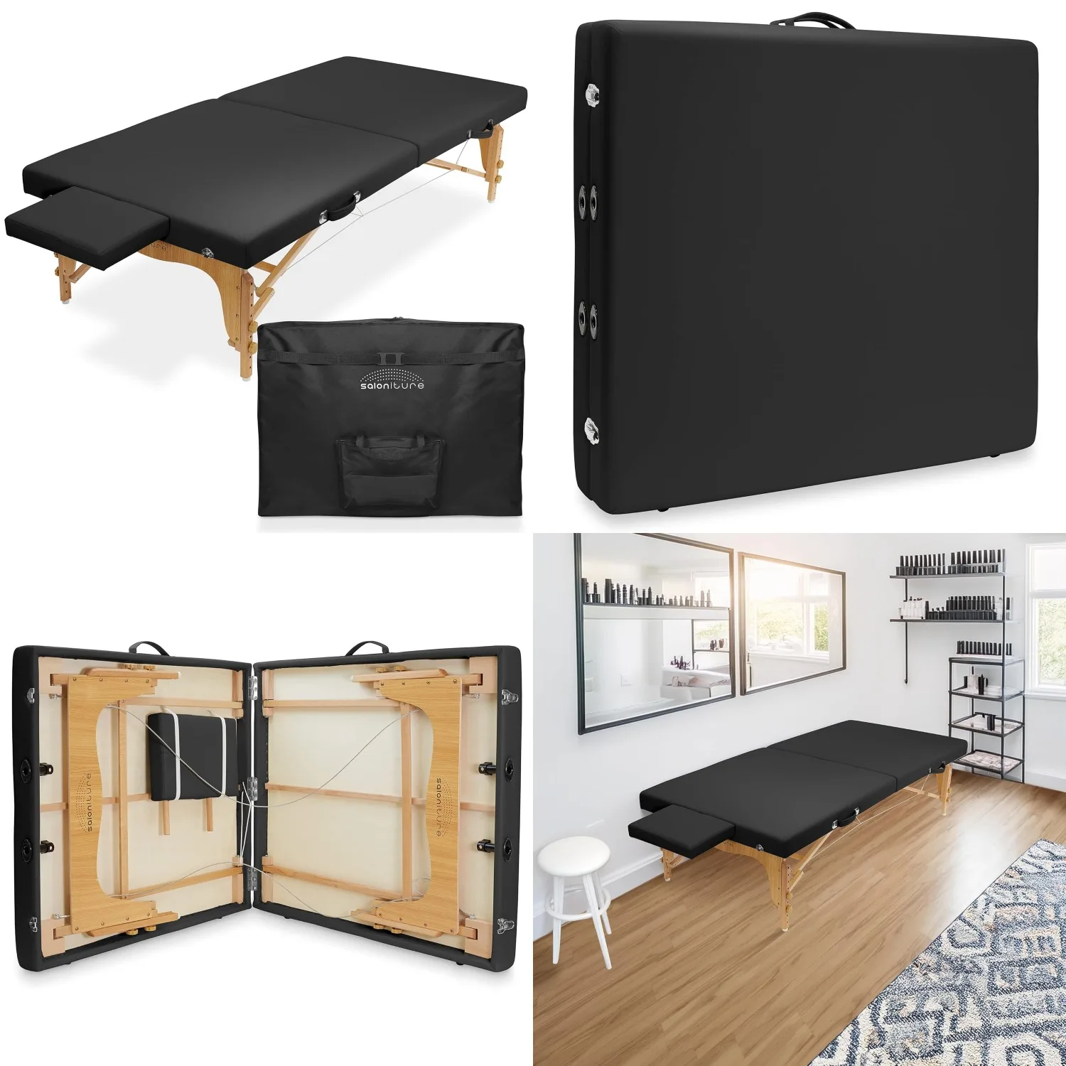 

Портативный массажный стол для физиотерапии - Низкопрофильная платформа для растяжки и лечебных процедур - Черный, на заказ