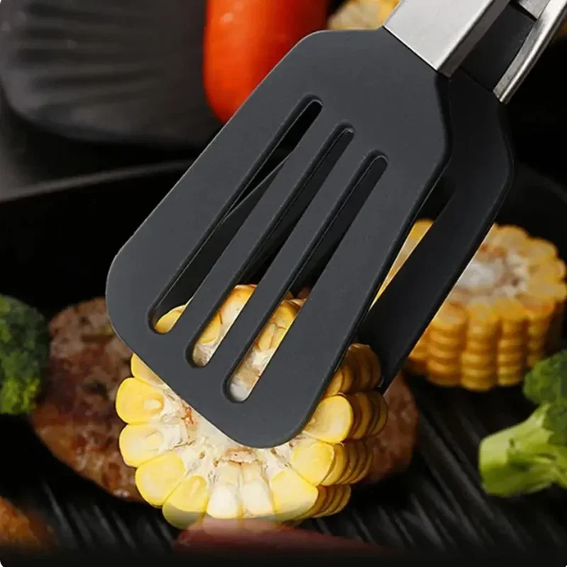 9-inch food tongs Stainless steel tongs Silicone non-stick cooking clips BBQ tongs salad bread  kitchen utensils