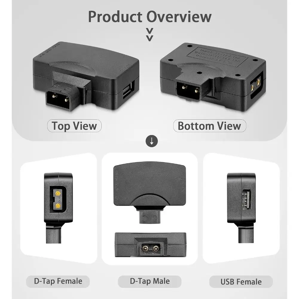 11V-17V D Tap to USB Adapter V-Mount Battery Male to Female Power Adapter 5V/1.5A Universal Camera Battery Adapter