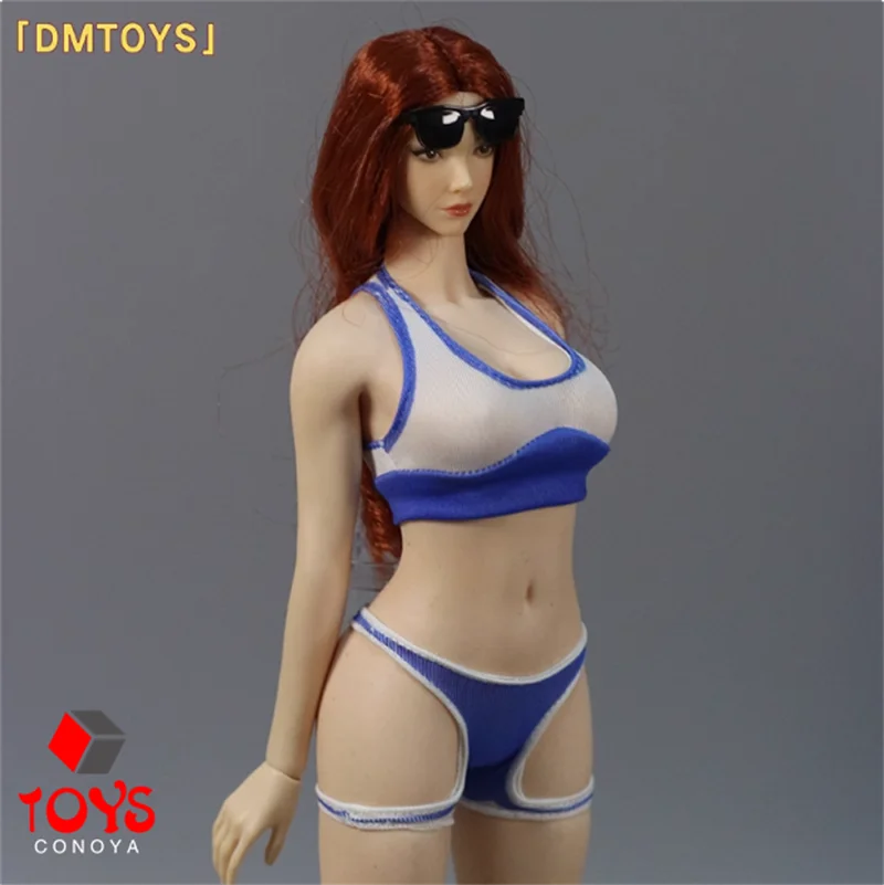 DMTOYS-Ensemble maillot de bain bikini, échelle 1/6, vêtements rouge/bleu, modèle adapté 12 "TBL42, femme soldat, figurine d'action, poupées corporelles