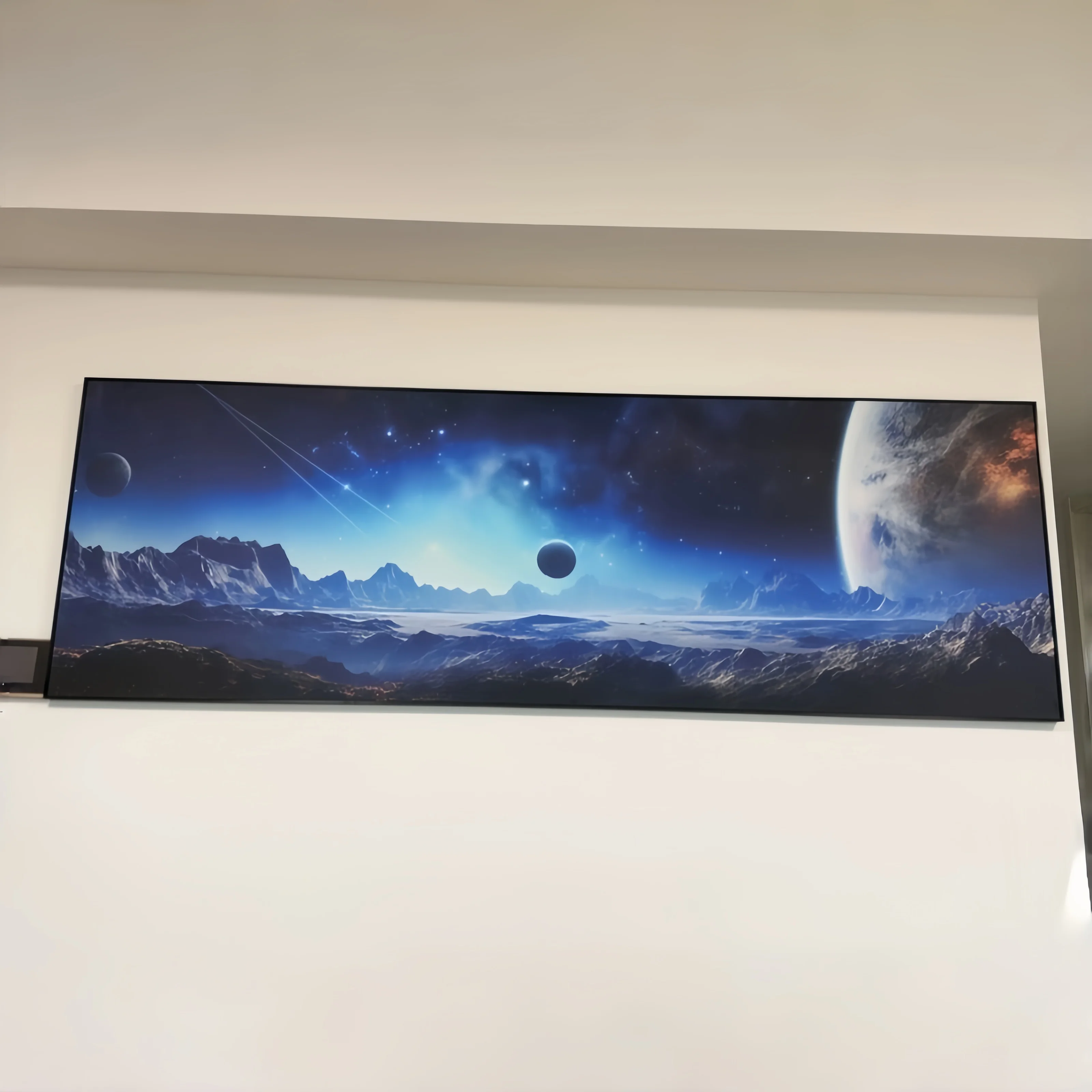 Modern Luxury Blue Starry Sky Living Room Decoration Painting Led Light Emitting Bedroom Bedside Hanging Painting Moon Mural