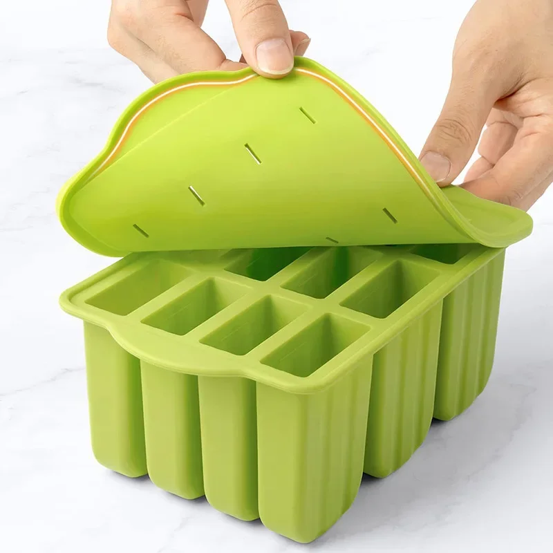 

12 Pieces Silicone Popsicle Maker Molds Food Grade Ice Molds With Ice Cream With 50 Popsicle Sticks Popsicles Molds Household