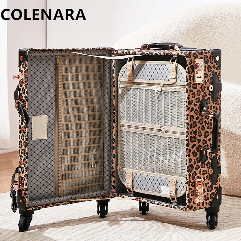 COLENARA Luggage Travel Set Large Capacity Trolley Case 20 inch PU Leather Boarding Case 22