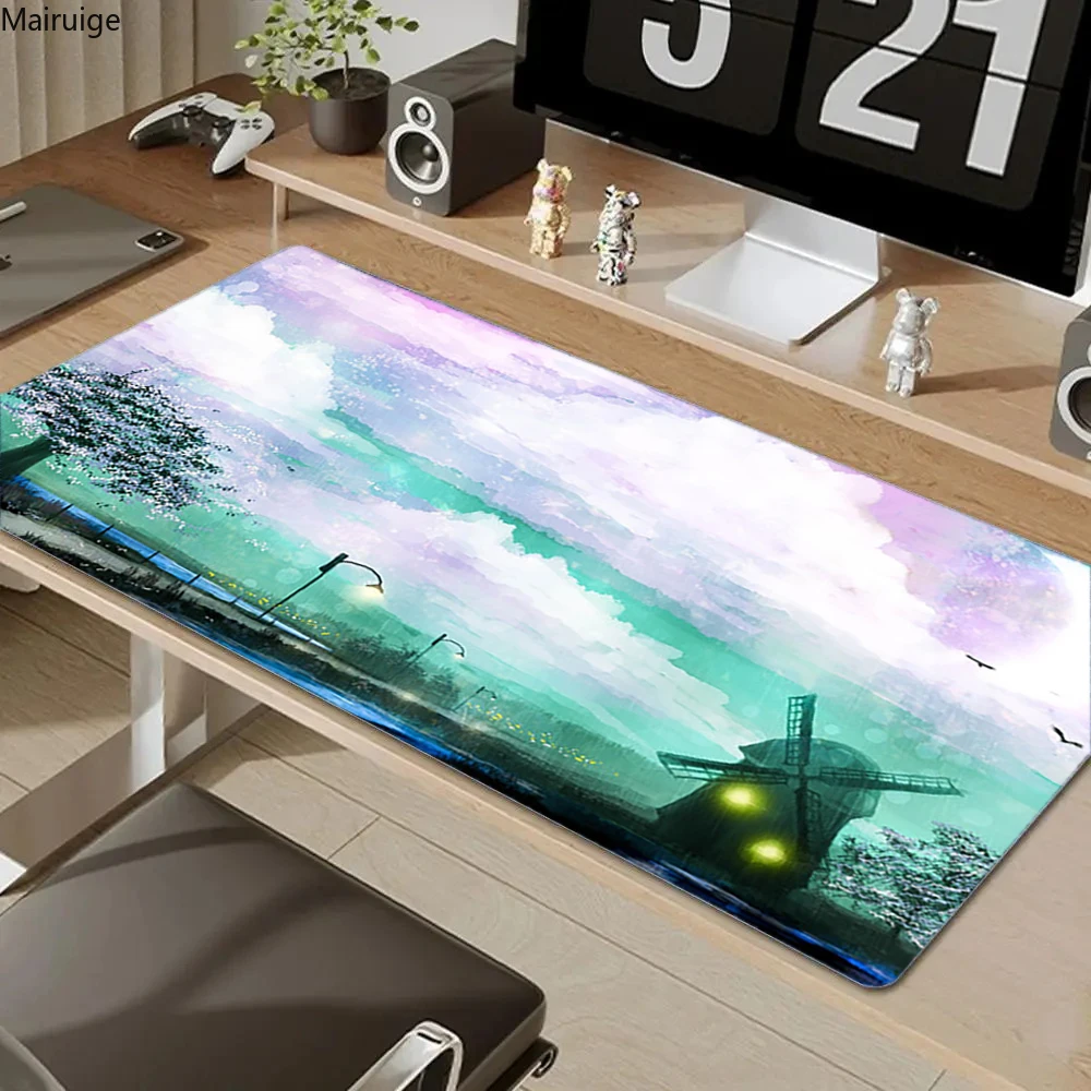 Pink Clouds Mouse Pad Sky Large Mouse Pad Sunset Glow PC Gaming Accessories Landscape Rubber Computer Desk Mat Extended Pad