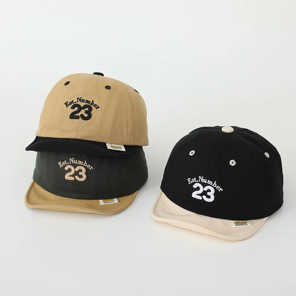 

Embroidered Letter Baby Baseball Cap Summer Soft Brim Toddler Duck Tongue Hat Fashion Patchwork Kids Boy Girl Sun Visor Hats