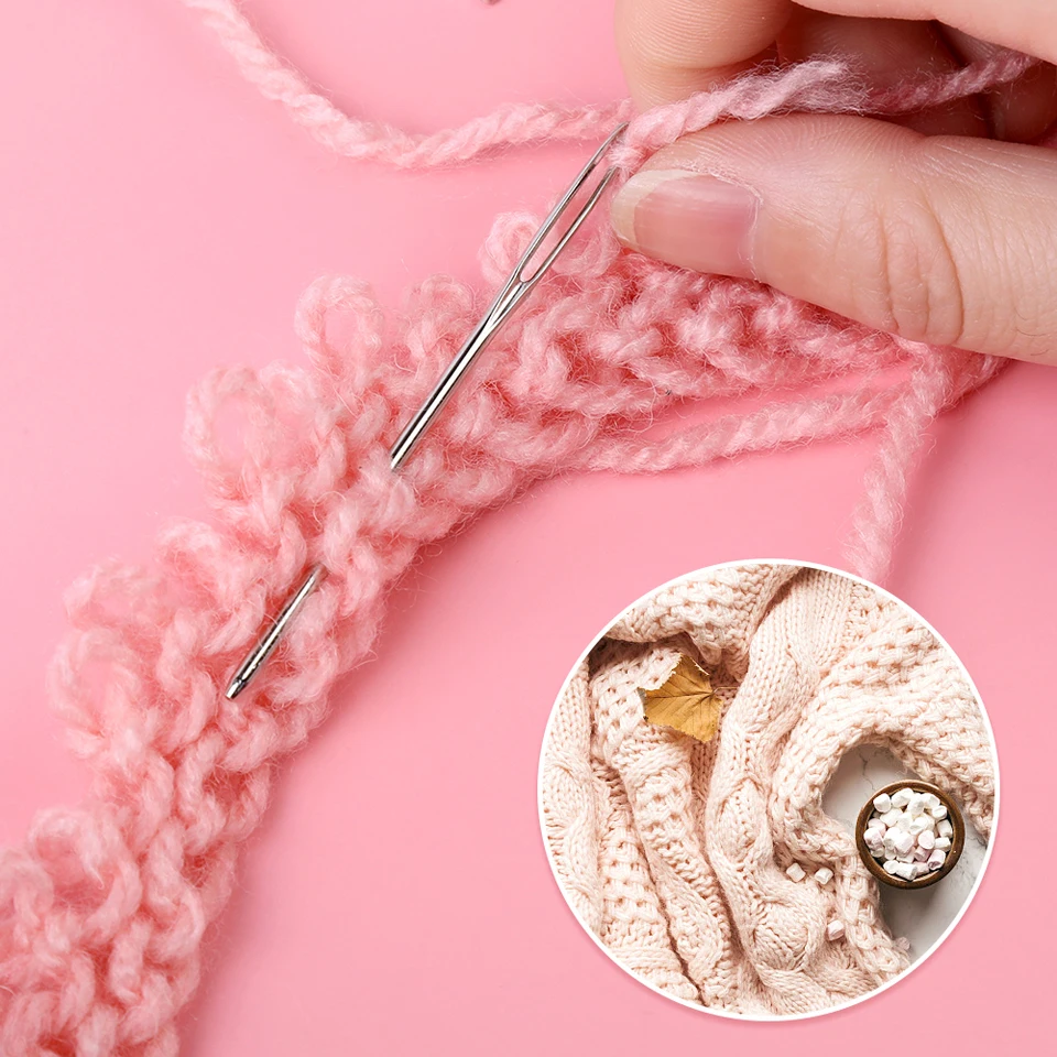 KRABALL Large Eye Blunt Yarn Needle Set Bent Tip Tapestry Needles for Yarn Hand Sewing and Knitting Crochet Tools Accessories