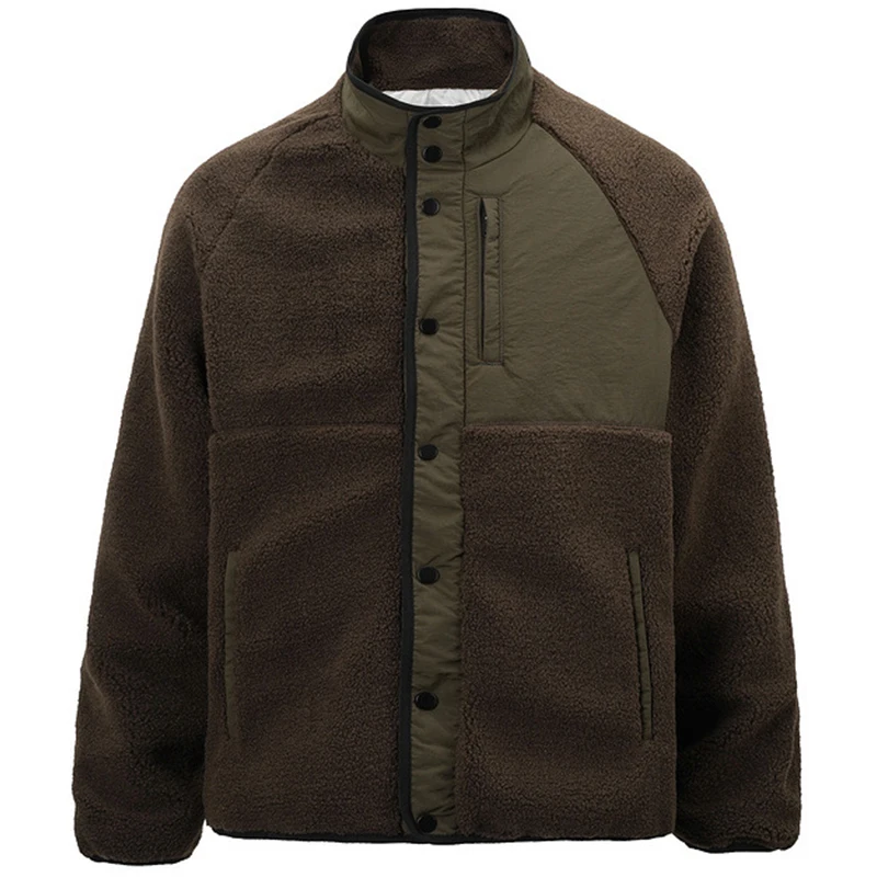 

Новая зимняя мужская флисовая куртка, осенний хлопковый кардиган с воротником-стойкой, пальто