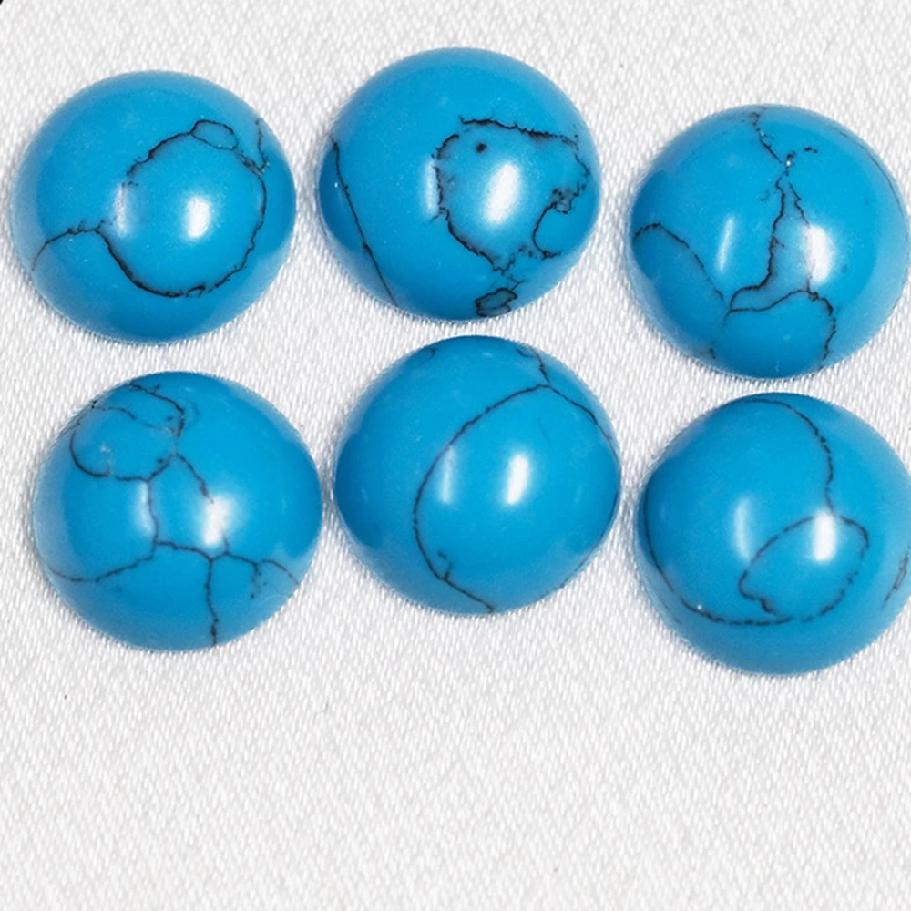 

200 шт./лот синтетический круглый кабошон с плоским дном бирюзовый для кольца
