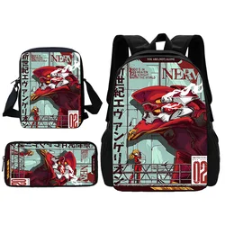 Anime set da 3 pezzi Zaino scolastico per bambini con borsa a tracolla A-genesis Borse per matite Borse per scuola E-evangelionS per ragazzi e ragazze Miglior regalo