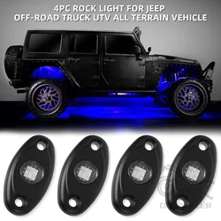 4Pods 9 LED Rock Lights Kit Car Atmosphere Lamp for Offroad Truck SUV 4x4 ATV Jeep Neon Underbody Underglow Trail Rig Light