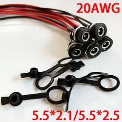 1pcs DC Power Female Jack With 20AWG Cable Wired 5.5 * 2.1 5.5*2.5mm DC Charging Socket High Current Female Power Connector